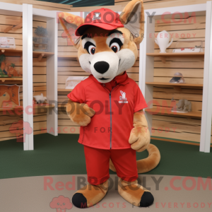 Röd Dingo-maskotdraktfigur...