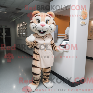Beige Tiger maskot kostume...