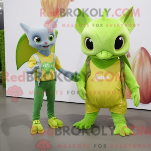 Lime Green Fruit Bat mascot...