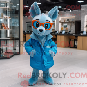 Sky Blue Roe Deer mascotte...