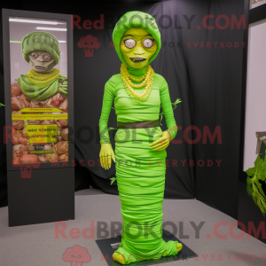 Lime Green Mummy mascot...