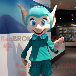 Teal Elf mascot costume...