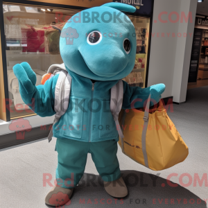 Blågrøn Narwhal maskot...