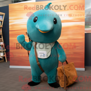 Blågrøn Narwhal maskot...