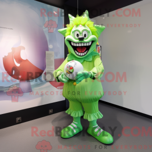 Limegrøn Ond Klovn maskot...
