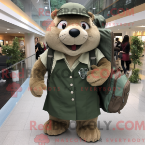 Olive Beaver mascot costume...