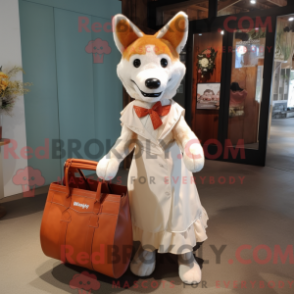 Fantasia de mascote Rust Dingo com vestido de noiva e sacolas - Mascotes de bolo de casamento - REBROKO_243336 - RedBrokoly.com