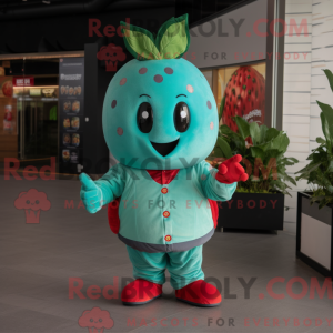 Teal Strawberry Maskottchen...