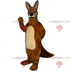 Wild animal mascot - Brown kangaroo with a blue muzzle -