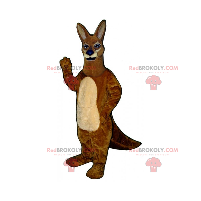 Wild dier mascotte - Bruine kangoeroe met een blauwe snuit -