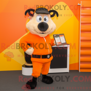 Orange Suffolk Sheep maskot...