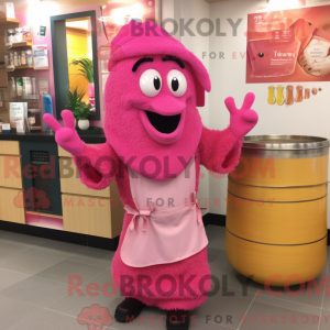 Pink Paella mascot costume...
