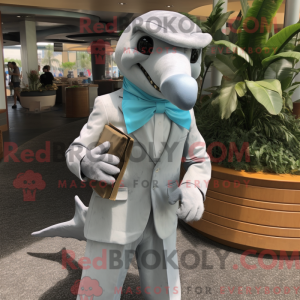 Sølv Dolphin maskot drakt...