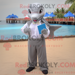 Sølv Dolphin maskot kostume...