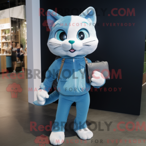 Cyaan Cat mascottekostuum...