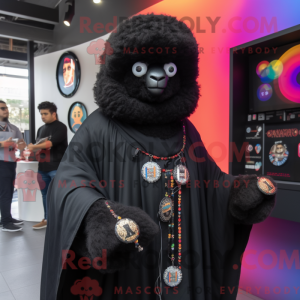Sort alpaka maskot kostume...