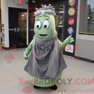 Grå agurk maskot kostume...