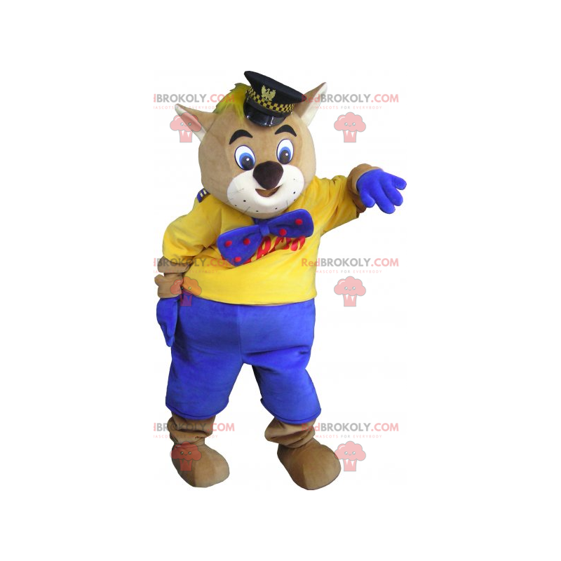Mascotte gatto con kepi e farfallino - Redbrokoly.com
