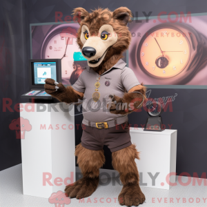 Brun hyæne maskot kostume...