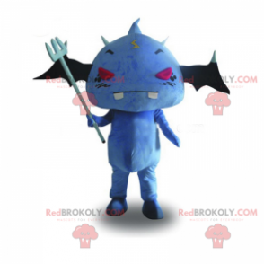 Mascotte chauve souris bleu et yeux rouges - Redbrokoly.com