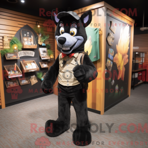 Sort Dingo maskot kostume...