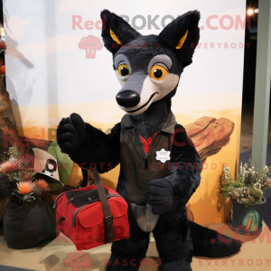 Sort Dingo maskot kostume...
