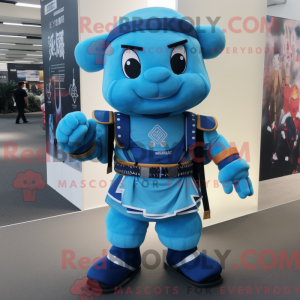 Blå Samurai maskot kostume...