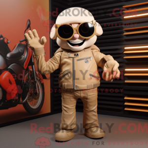 Beige men maskotdraktfigur...