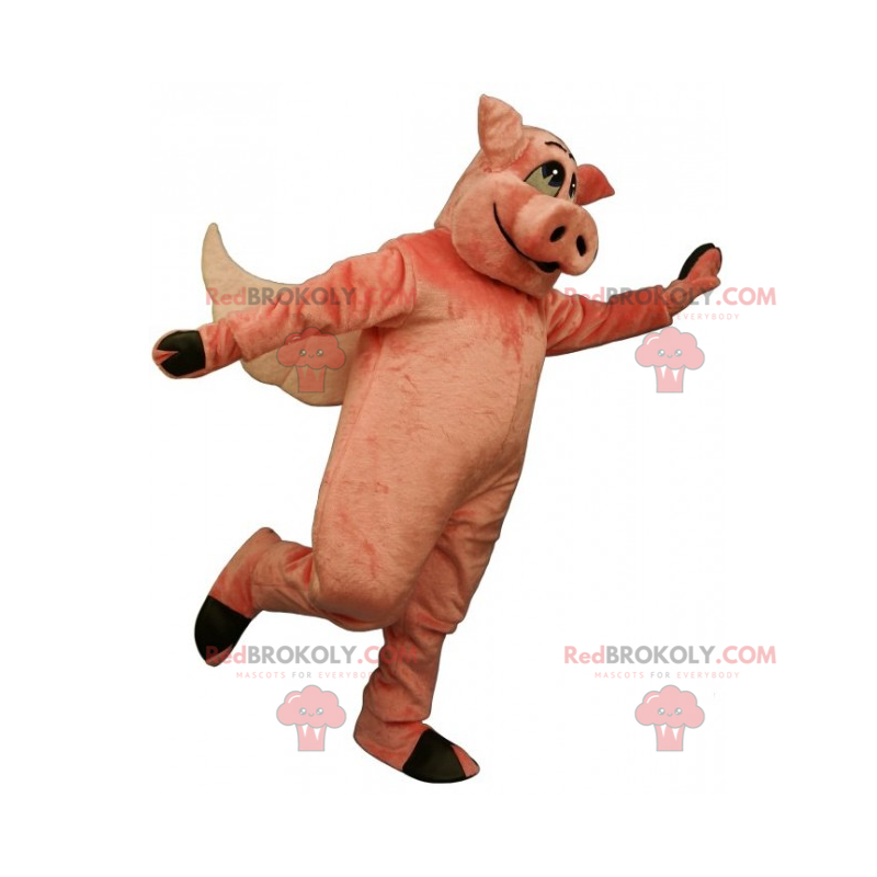 Schweinemaskottchen mit Flügeln - Redbrokoly.com