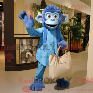 Blue Monkey maskot kostume...