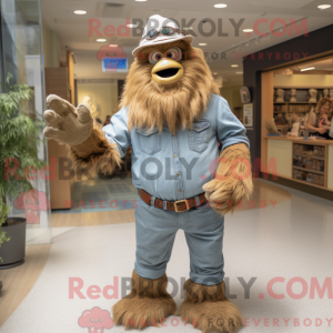Tan Sasquatch maskot...
