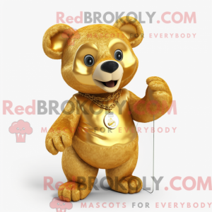 Gouden beer mascottekostuum...
