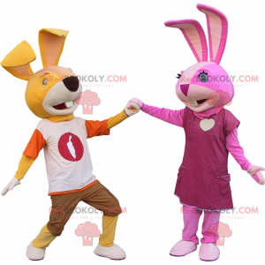 Mascotte couple de lapins - Redbrokoly.com