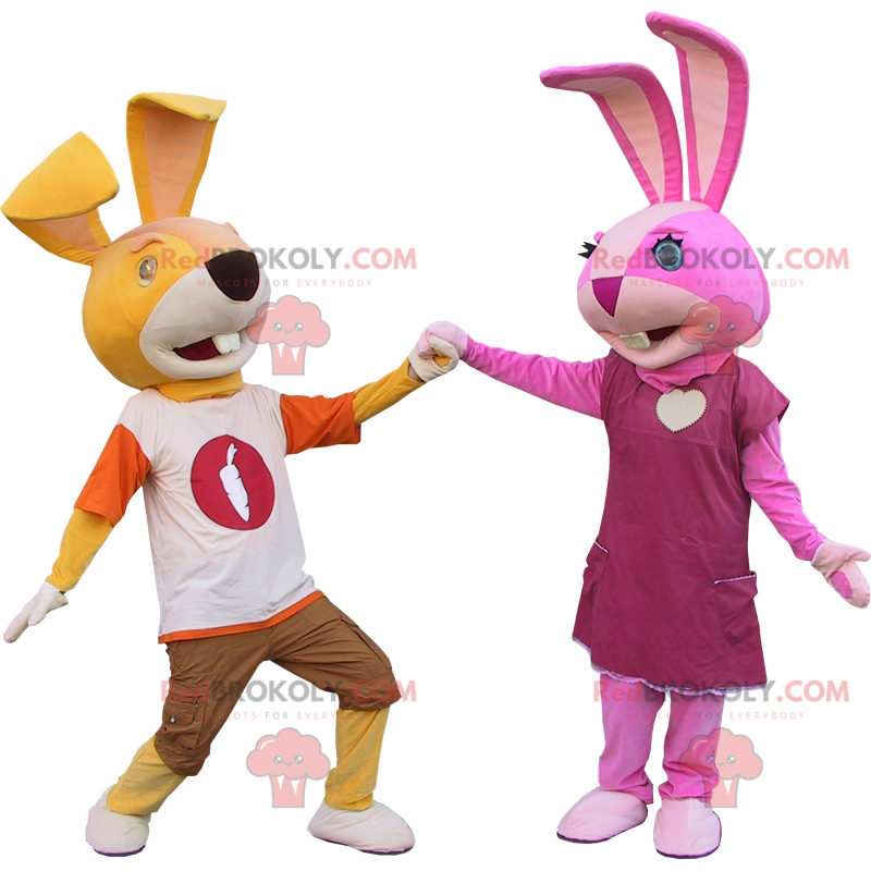 Rabbit couple mascot - Redbrokoly.com