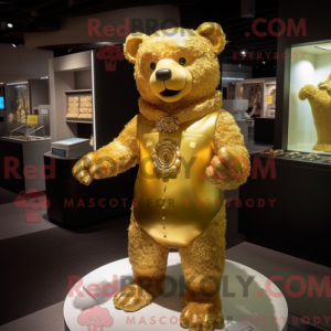 Gold Bear mascot costume...