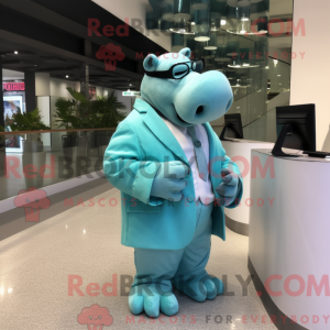 Cyan Hippopotamus mascot...