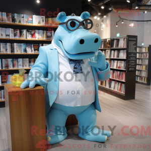 Cyan Hippopotamus maskot...