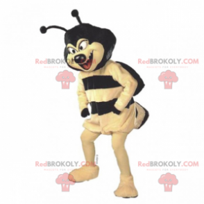 Bienenmaskottchen mit einem schwarzen Kopf - Redbrokoly.com
