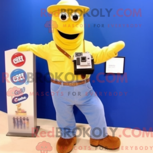 Gold Camera mascot costume...