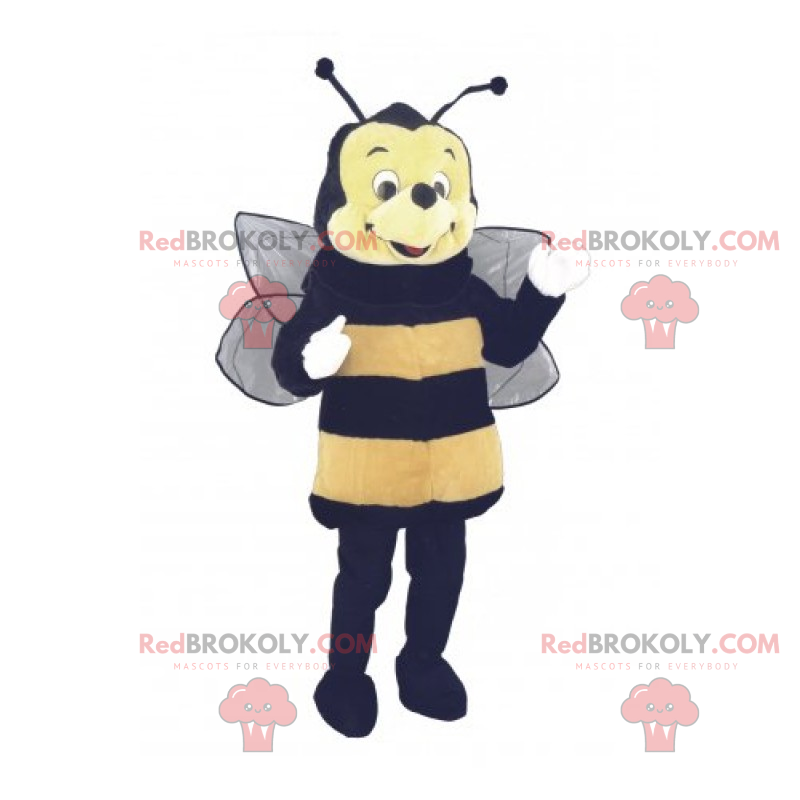 Bienenmaskottchen mit rundem Gesicht - Redbrokoly.com