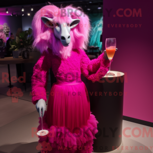 Magenta Angora geit maskot...