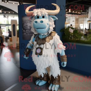 Hvit Minotaur maskot drakt...