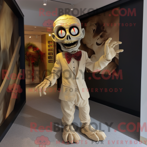 Beige Undead mascot costume...