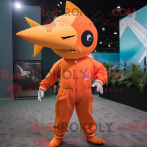 Orange sværdfisk maskot...