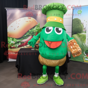 Grøn hamburger maskot...