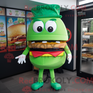 Grøn hamburger maskot...