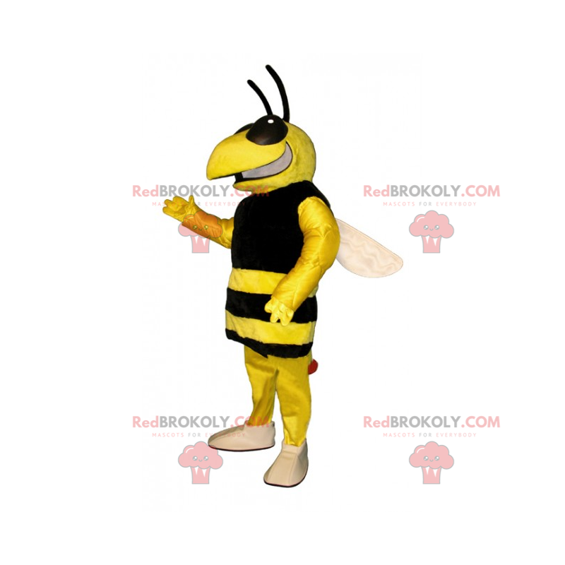 Bienenmaskottchen mit einem großen Lächeln - Redbrokoly.com