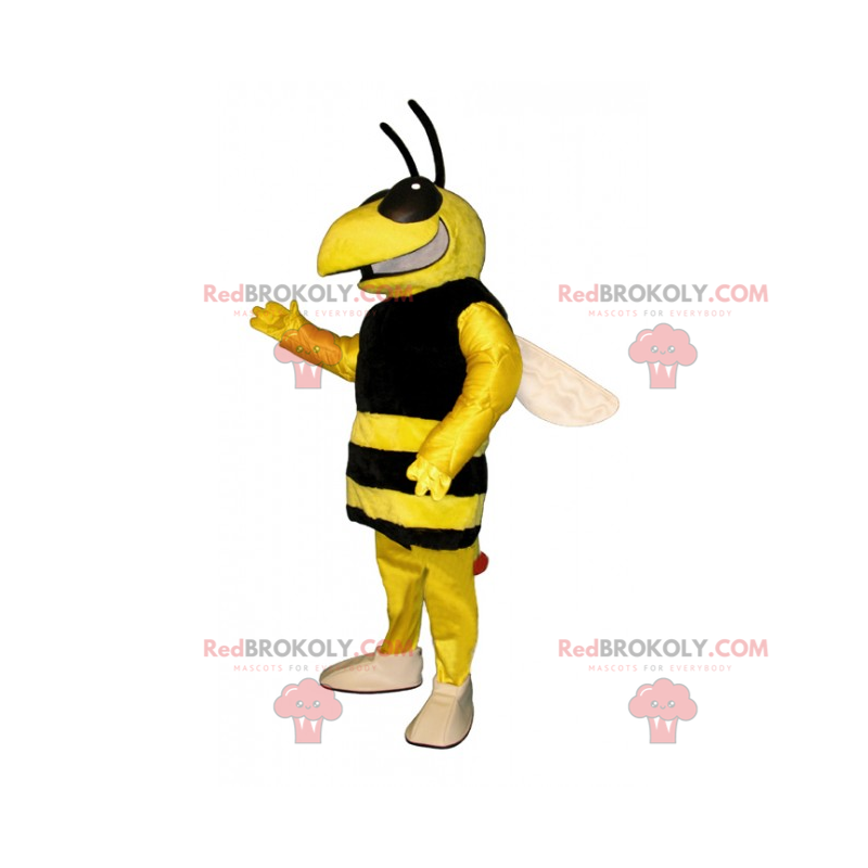 Mascotte d'abeille avec un grand sourire - Redbrokoly.com