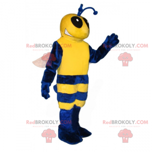 Blaues und gelbes Bienenmaskottchen - Redbrokoly.com