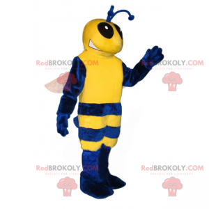 Blauwe en gele bijenmascotte - Redbrokoly.com